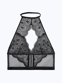 Lace & Mesh High-neck Bra