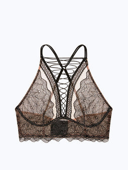 Lace-up High-neck Bra