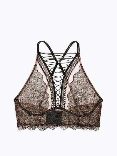 Lace-up High-neck Bra