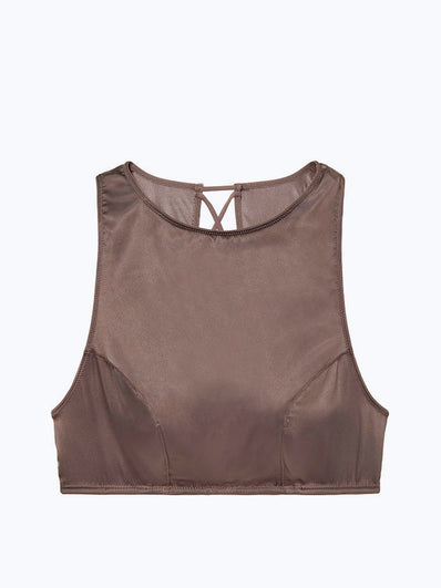 Satin Lace-up High-neck Bralette