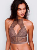 Lace & Mesh High-neck Bra