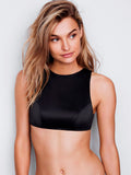 Satin Lace-up High-neck Bralette
